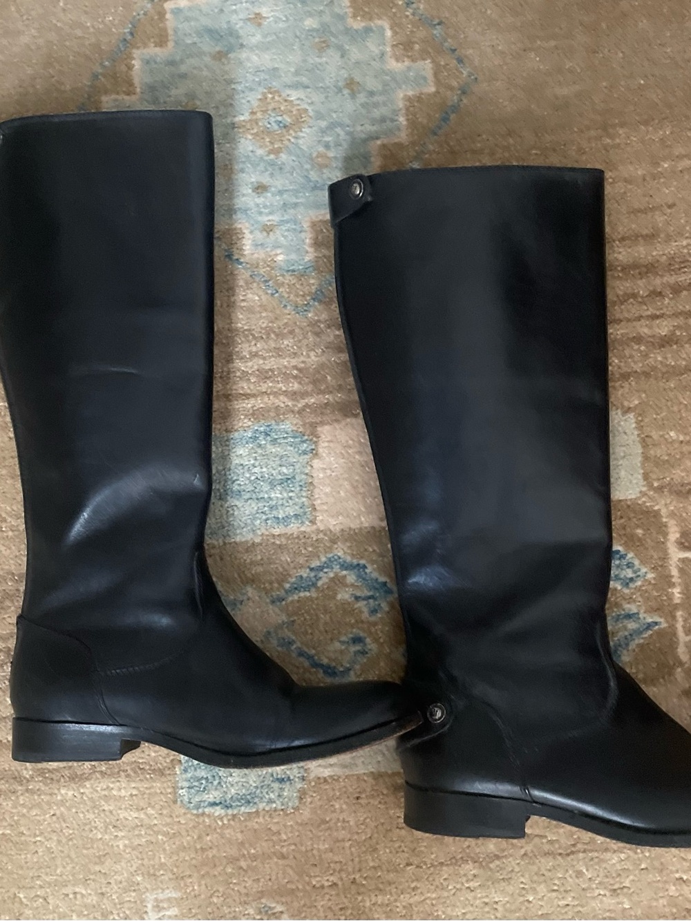 Frye Melissa Back Zip Tall Black Riding Boots. Classic Black Leather 7.5